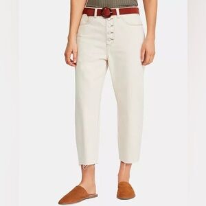 Free People We The Free Barrel Jeans Cream High Rise Button Fly Size 28